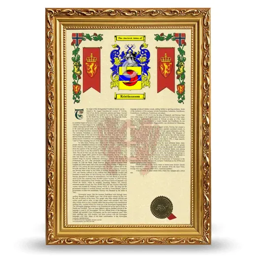 Kristiansson Armorial History Framed - Gold