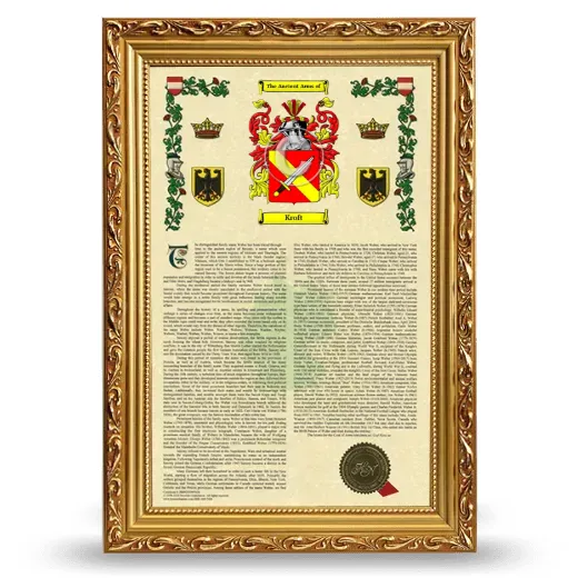 Kroft Armorial History Framed - Gold