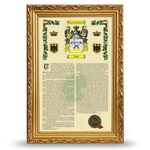 Kroll Armorial History Framed - Gold