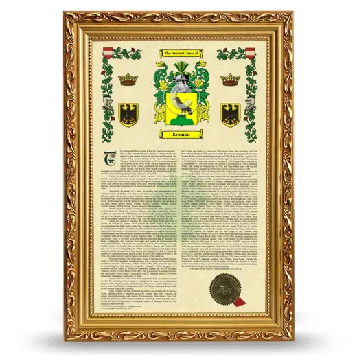 Kroman Armorial History Framed - Gold