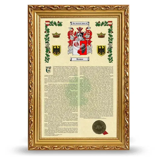 Krouse Armorial History Framed - Gold