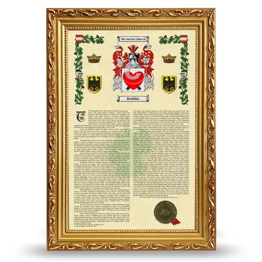 Kuehler Armorial History Framed - Gold