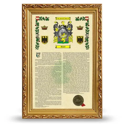 Kunel Armorial History Framed - Gold