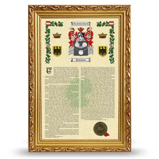 Kurtzman Armorial History Framed - Gold