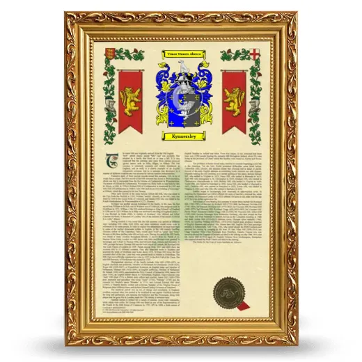 Kynnersley Armorial History Framed - Gold