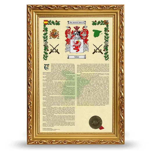 Léon Armorial History Framed - Gold