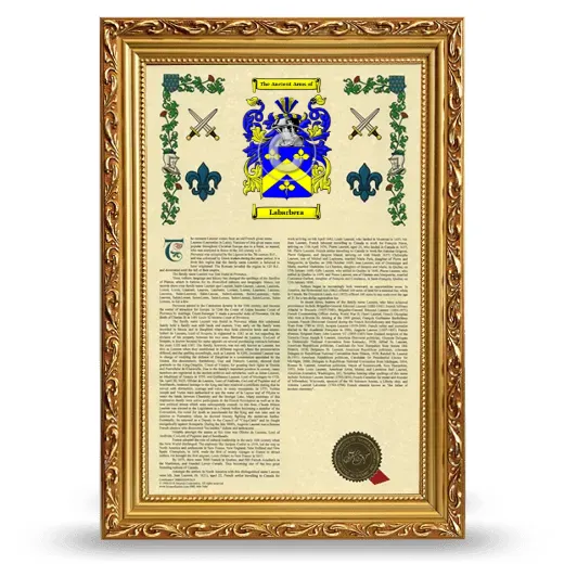 Labarbera Armorial History Framed - Gold