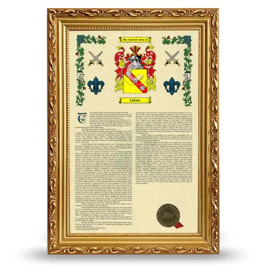 Labarr Armorial History Framed - Gold