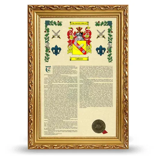 Labarre Armorial History Framed - Gold