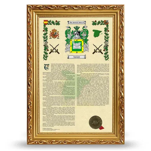 Lacaze Armorial History Framed - Gold