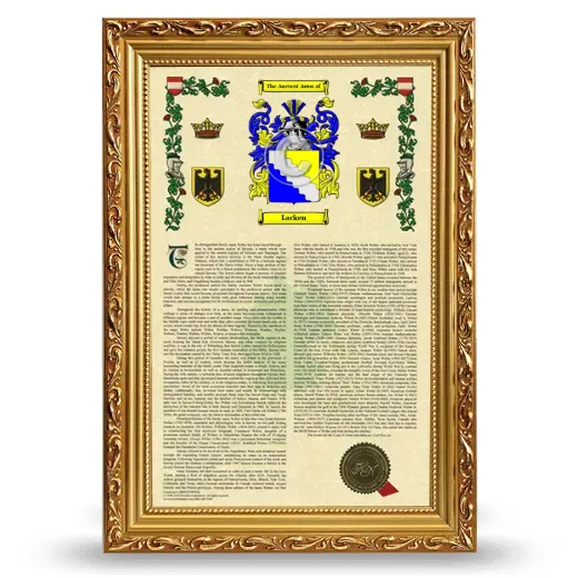 Lacken Armorial History Framed - Gold