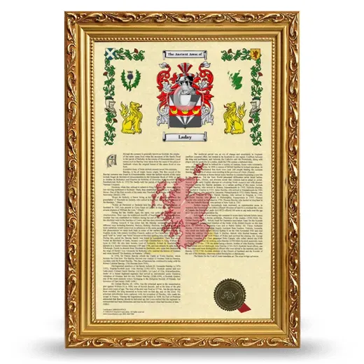 Laday Armorial History Framed - Gold