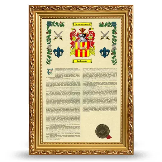 Ladouceur Armorial History Framed - Gold