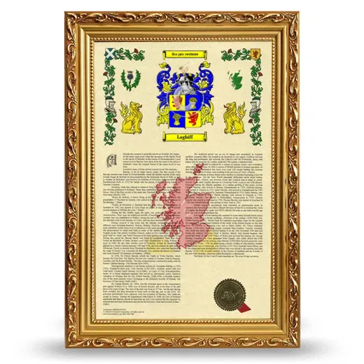 Laghiff Armorial History Framed - Gold