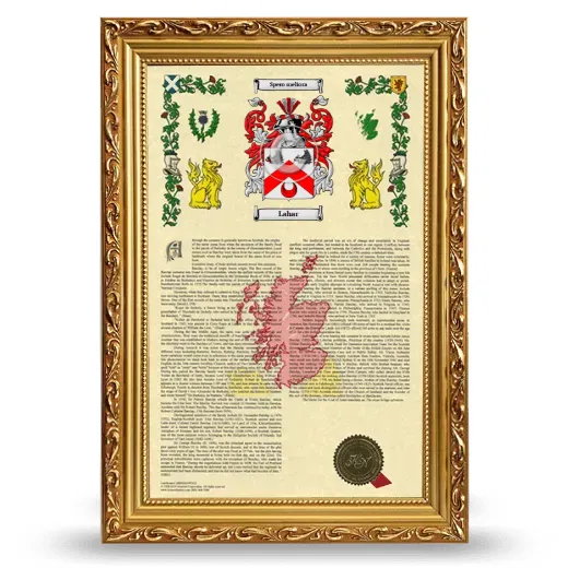 Lahar Armorial History Framed - Gold