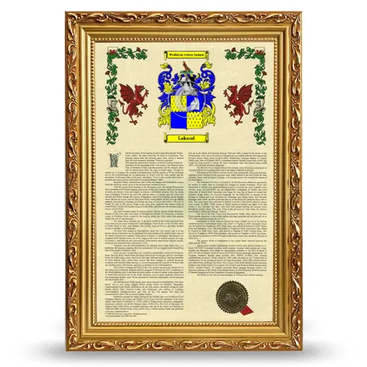 Lakand Armorial History Framed - Gold