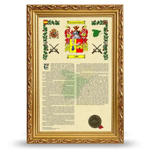 Lalla Armorial History Framed - Gold