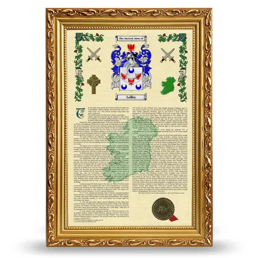 Lalley Armorial History Framed - Gold