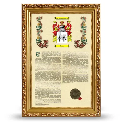 Lam Armorial History Framed - Gold