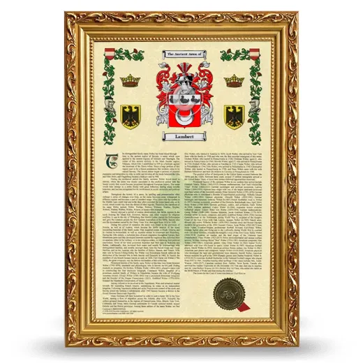 Lambert Armorial History Framed - Gold