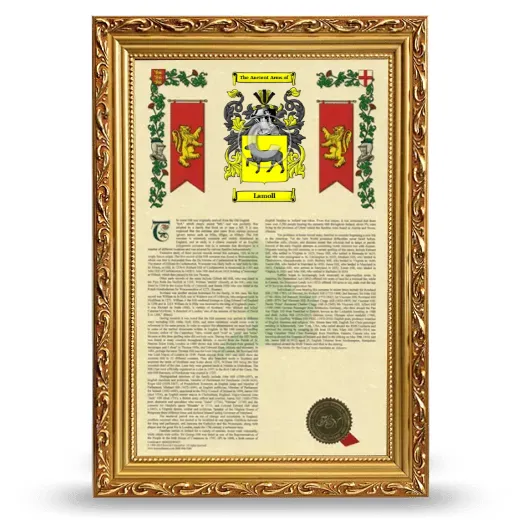 Lamoll Armorial History Framed - Gold