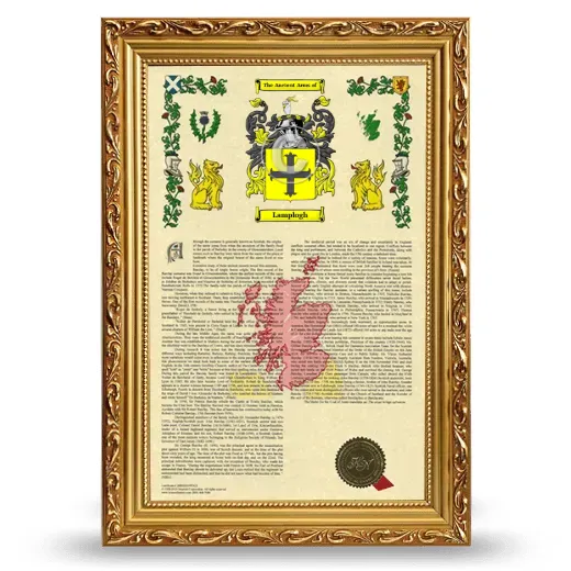Lamplogh Armorial History Framed - Gold