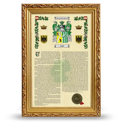 Land Armorial History Framed - Gold