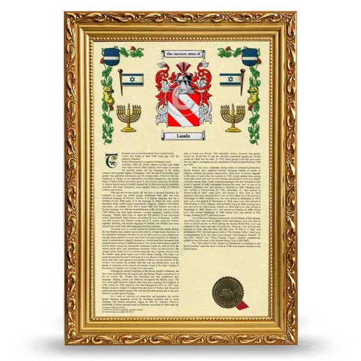 Landa Armorial History Framed - Gold