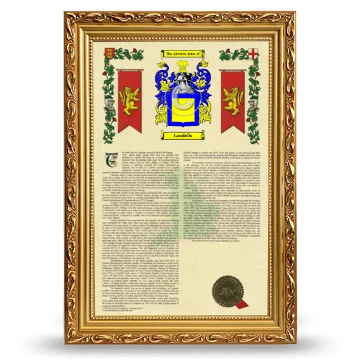 Landells Armorial History Framed - Gold