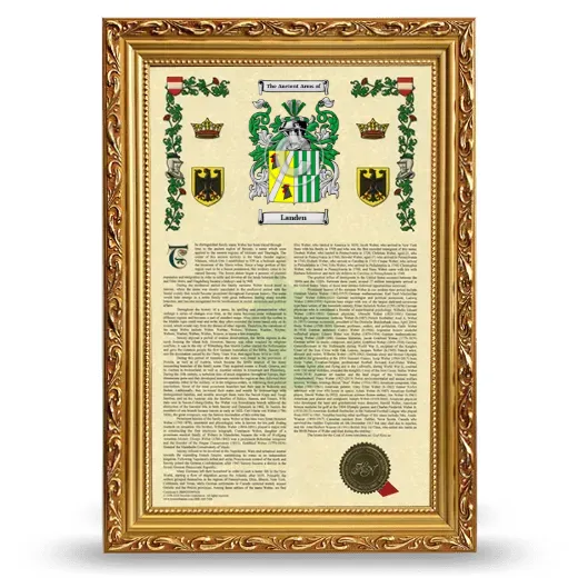 Landen Armorial History Framed - Gold