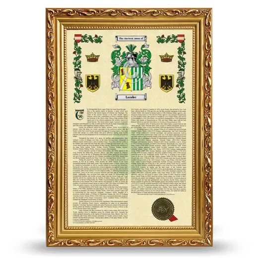 Lander Armorial History Framed - Gold