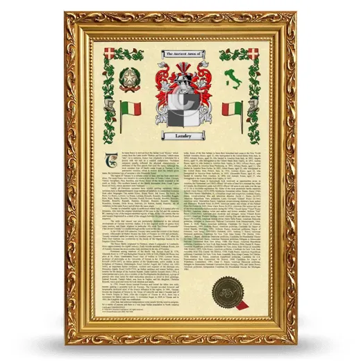 Landey Armorial History Framed - Gold