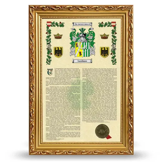 Landman Armorial History Framed - Gold