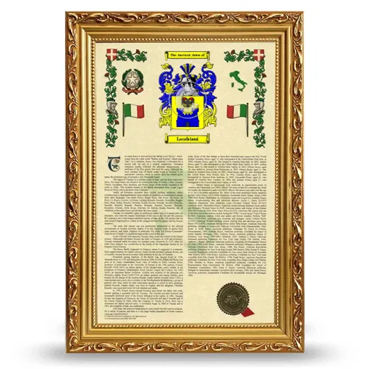 Landriani Armorial History Framed - Gold