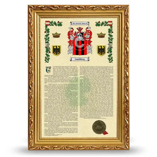 Landsberg Armorial History Framed - Gold
