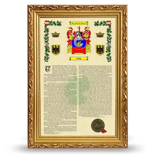 Lang Armorial History Framed - Gold