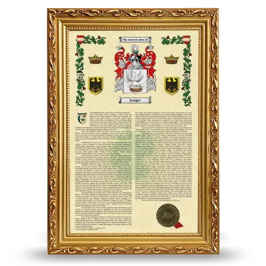 Langer Armorial History Framed - Gold