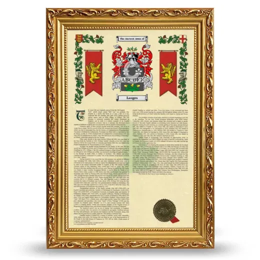 Langes Armorial History Framed - Gold