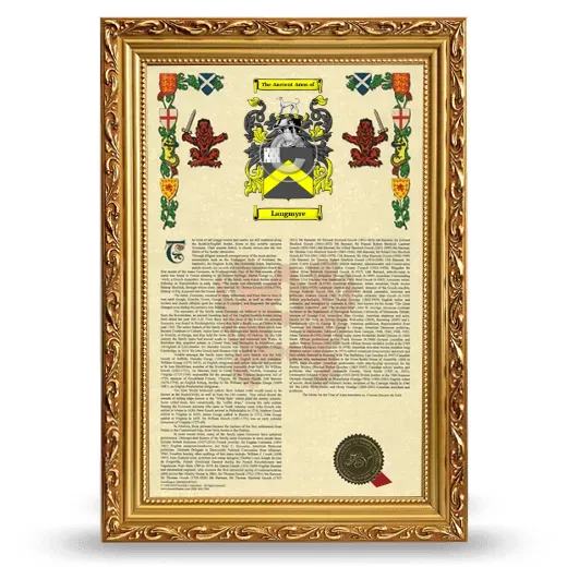 Langmyre Armorial History Framed - Gold