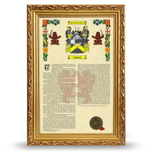 Langsuir Armorial History Framed - Gold