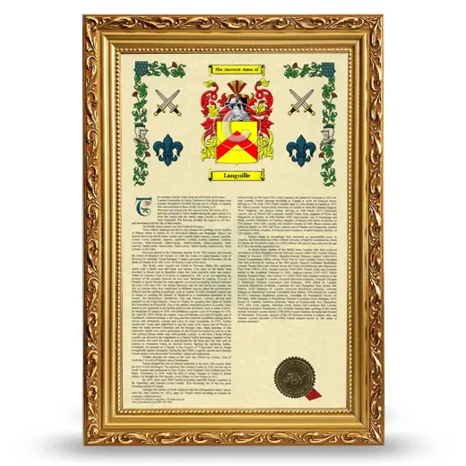 Languille Armorial History Framed - Gold