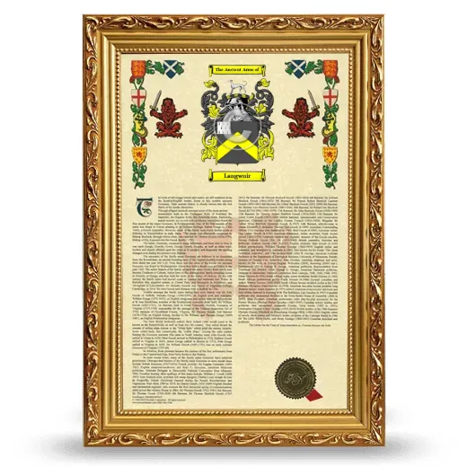 Langwuir Armorial History Framed - Gold