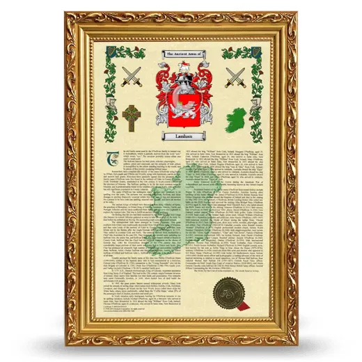 Lanhan Armorial History Framed - Gold