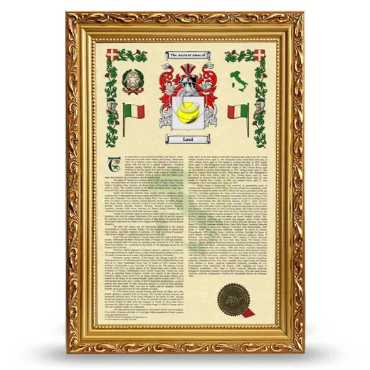 Lani Armorial History Framed - Gold