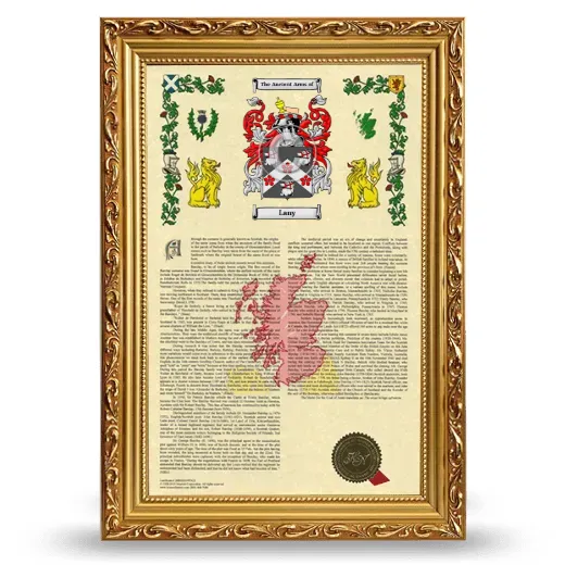 Lany Armorial History Framed - Gold