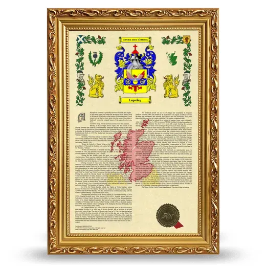 Lapsley Armorial History Framed - Gold