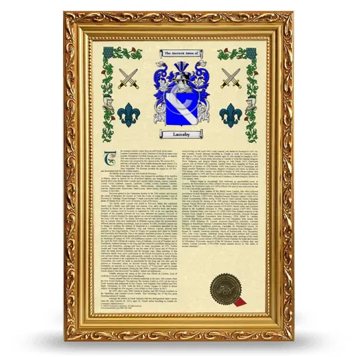 Larraby Armorial History Framed - Gold