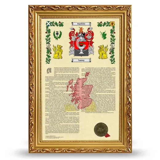 Larrey Armorial History Framed - Gold