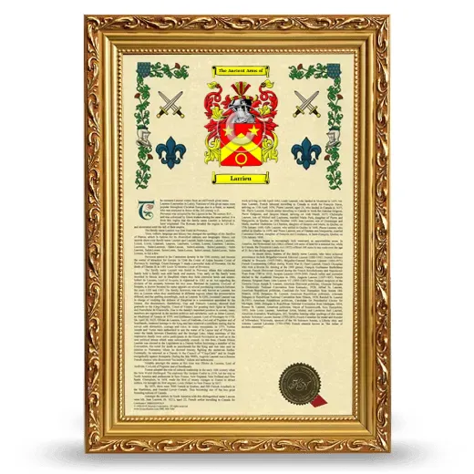 Larrieu Armorial History Framed - Gold