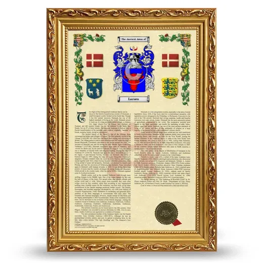 Larsen Armorial History Framed - Gold